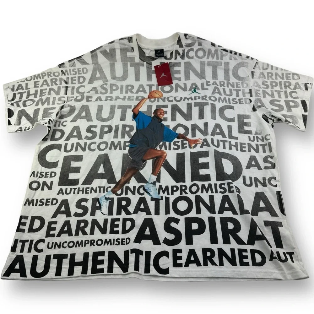 Jordan NWT VTG‎ DS Short Sleeve Cotton Graphic T-Shirt White Inspirational 4XL